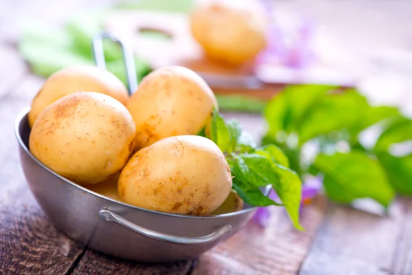 Rå potatis i skål — Stockfoto