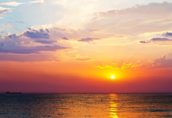 sunset under sea, beautiful sunset