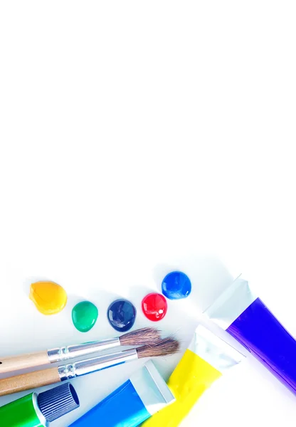 Colorful acrylic paints in tubes — Stock Photo, Image