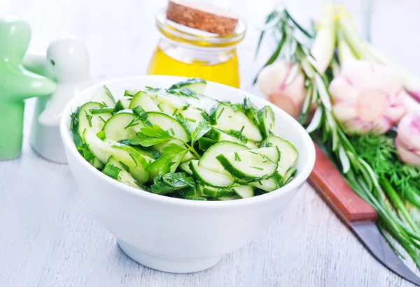 Healthy salad with cucumbers — Stock Photo, Image