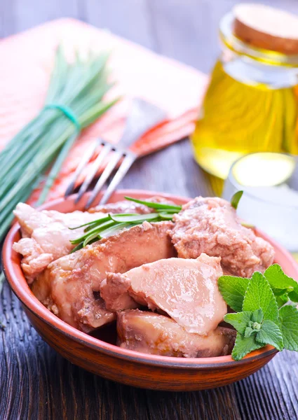 Liver cod in bowl — Stock Photo, Image