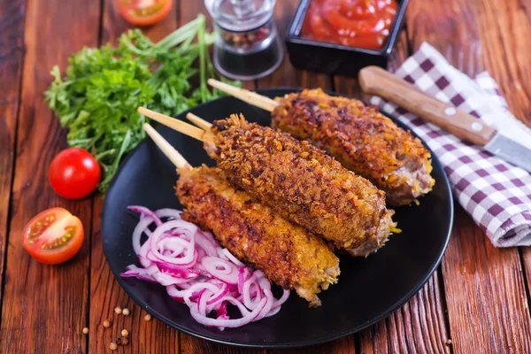 Fried kebabs with spices — Stock Photo, Image