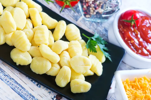 Pan with potato gnocchi — Stock Photo, Image