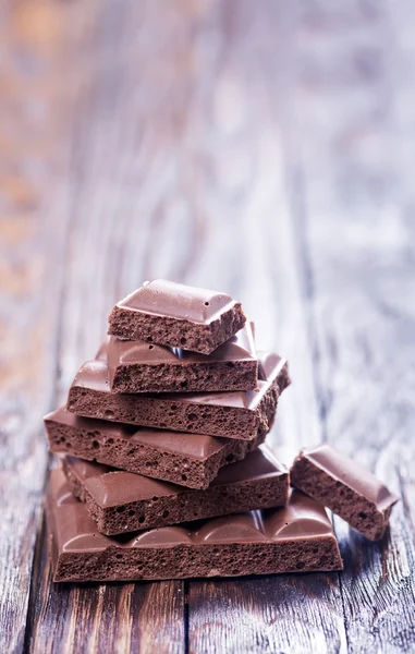 Chocolate with mint on table — Stock Photo, Image