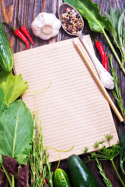 Nota para receita com legumes — Fotografia de Stock