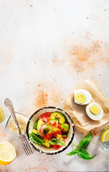 Salad Fresh Avocado Egg Salmon Fish — Stock Photo, Image