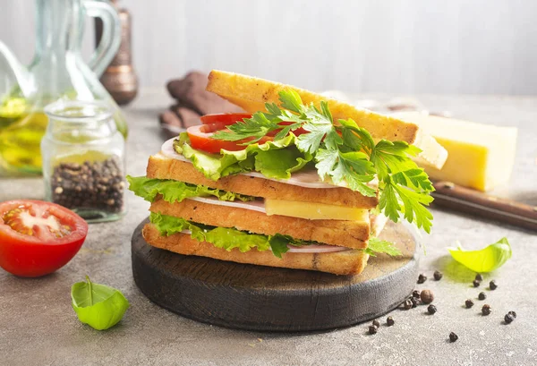 Sandwich Ham Cheese Tomato Sandwich Board — Stock Photo, Image