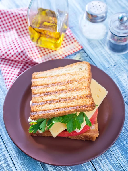 Toasts with cheese and tomato — Stock Photo, Image