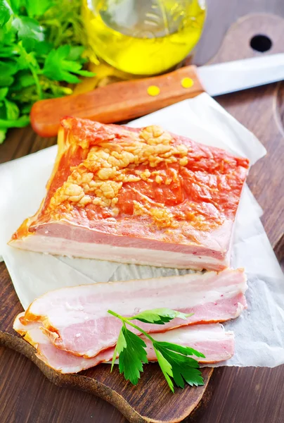 Stücke geräucherter Schweinespeck — Stockfoto