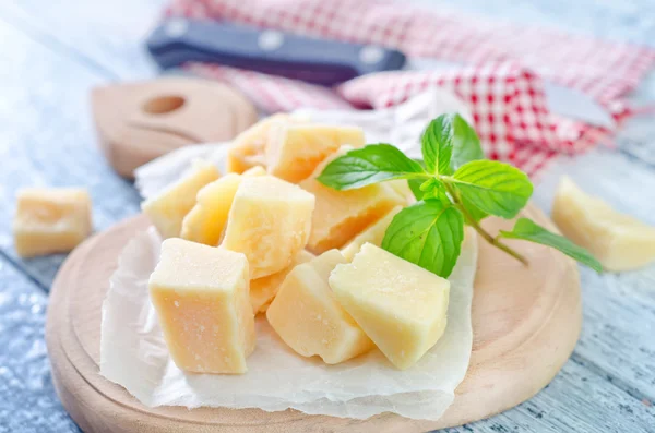 Cheese with basil — Stock Photo, Image