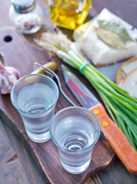 Vodka, sádlo a okurky — Stock fotografie