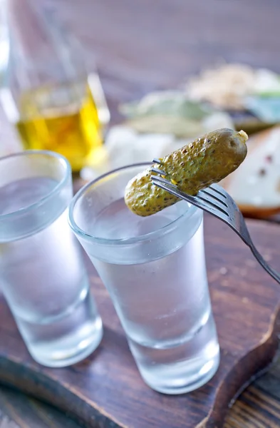 Vodka, lard and cucumbers — Stock Image Vodka, lard and cucumbers Stock Picture