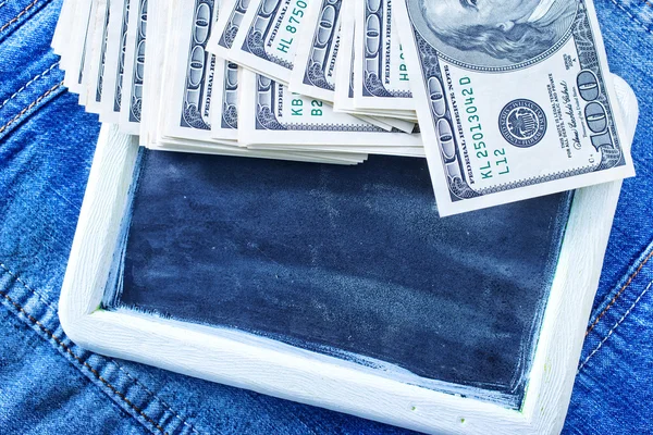 Dollars and blackboard — Stock Photo, Image