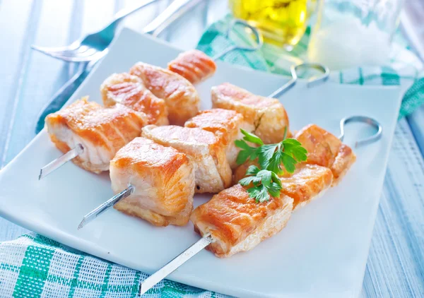 Salmon kebab — Stock Photo, Image