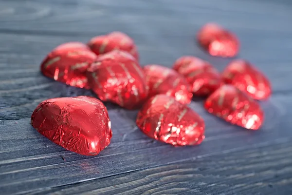 Heart shaped chocolate candies — Stock Photo, Image