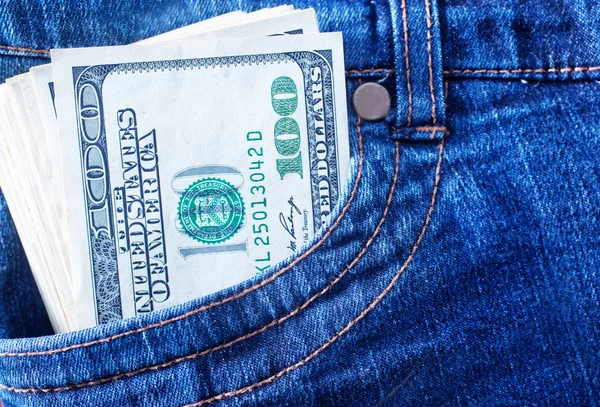 Sedlar i jeans ficka — Stockfoto