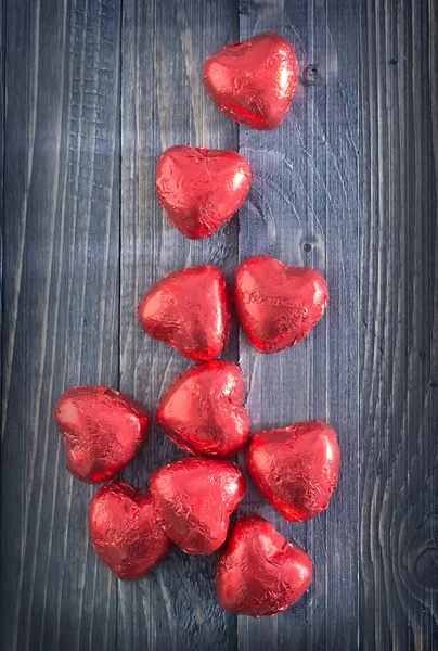 Heart shaped chocolate candies — Stock Photo, Image