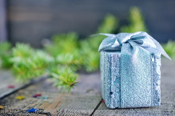 Silver christmas gift box — Stock Photo, Image