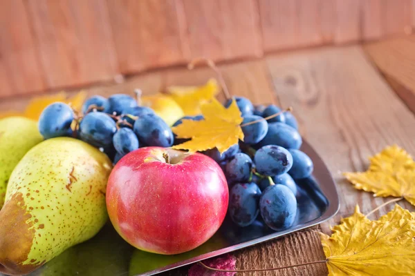 Autumn harvest on the metal tray — Stock Photo, Image