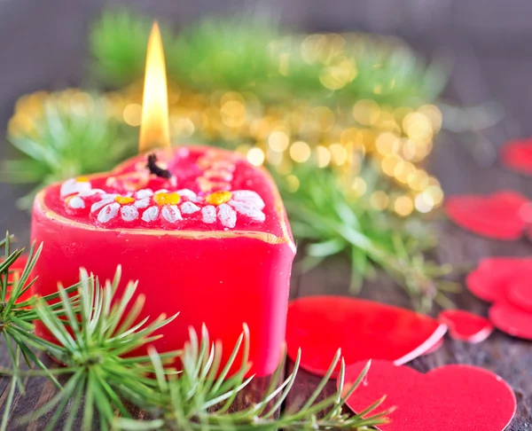 Kaars en Kerstmis decoratie — Stockfoto