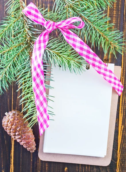 Note and brunch of christmas tree — Stock Photo, Image