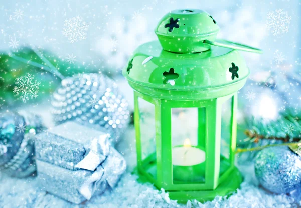 Lampada e decorazione natalizia — Foto Stock