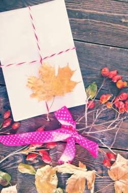 Zarflar ve sonbahar yaprakları