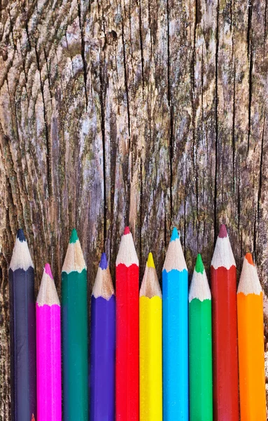 Color pencils on the wood — Stock Photo, Image