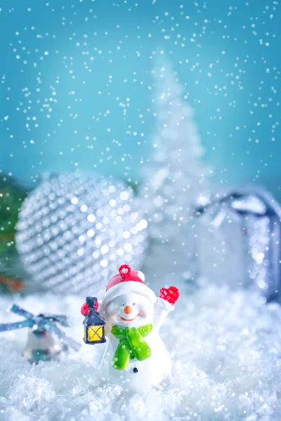 Christmas decoration on white snow — Stock Photo, Image