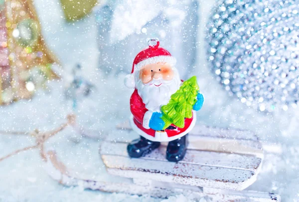 Christmas decoration on white snow — Stock Photo, Image