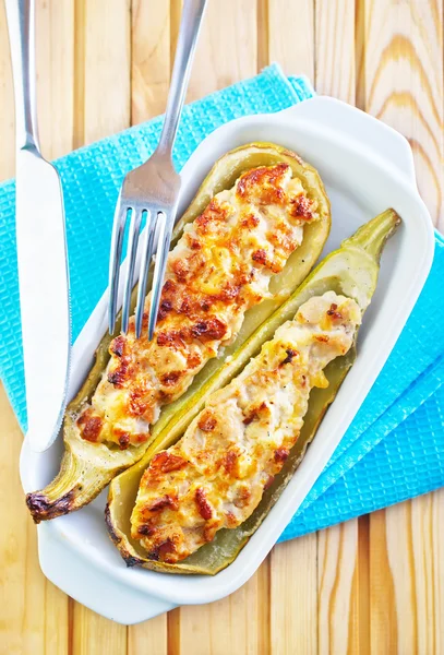 Stuffed marrow with meat and cheese — Stock Photo, Image