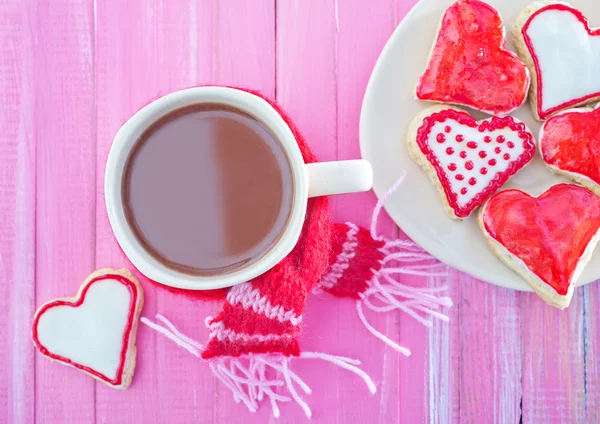 Cookies and cocoa in cup — Stock Photo, Image