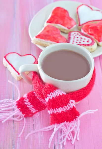 Cookies and cocoa in cup — Stock Photo, Image