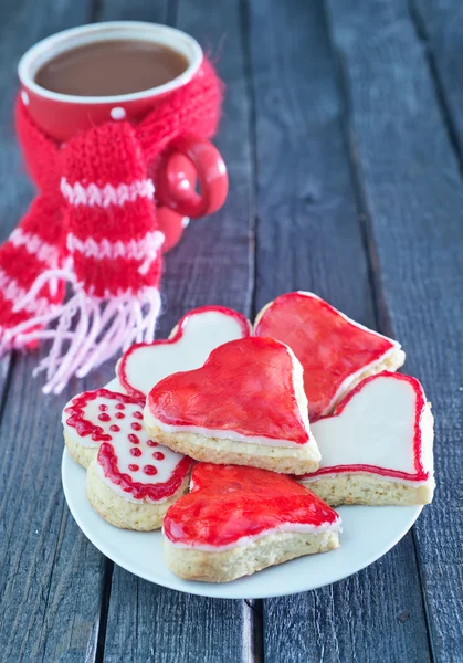 Cookies and cocoa in cup — Stock Photo, Image