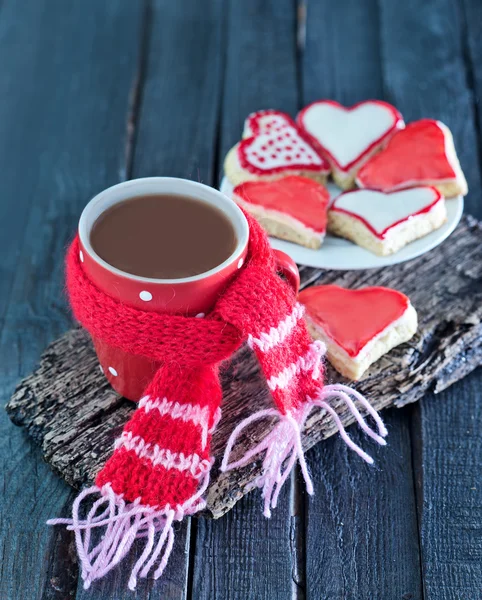 Cookies and cocoa in cup — Stock Photo, Image