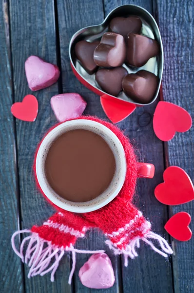 Dulces y cacao en taza — Foto de Stock