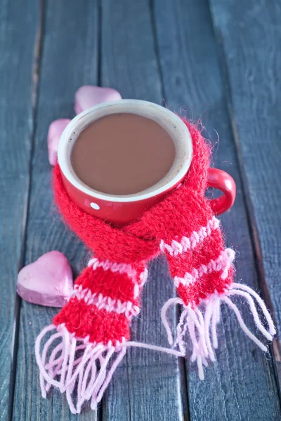 Candy and cocoa in cup — Stock Photo, Image