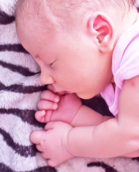 Little baby sleeping on bed — Stock Photo, Image