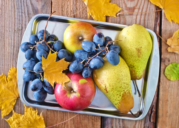 Autumn harvest on the metal tray — Stock Photo, Image