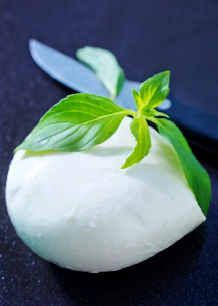 Mozzarella cheese with herb — Stock Photo, Image