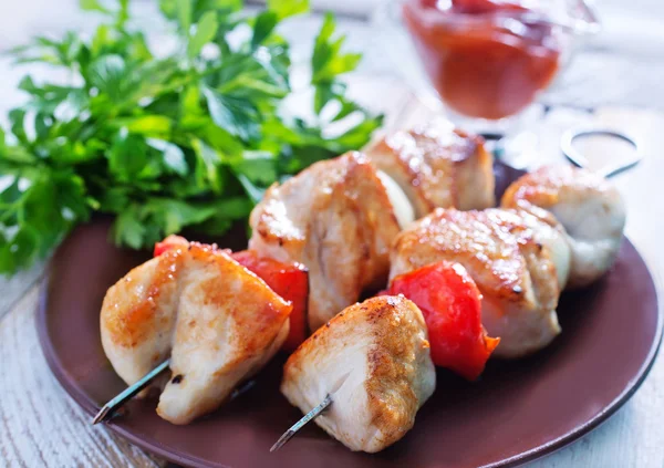 Tasty kebab with herbs — Stock Photo, Image