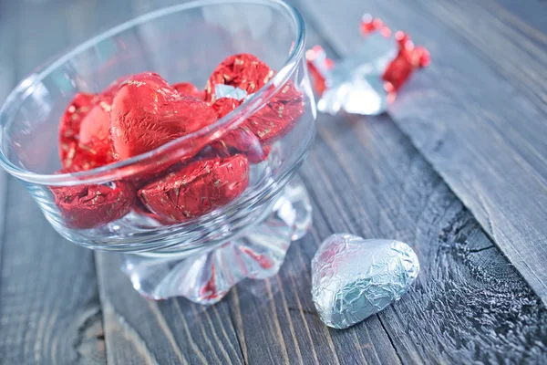 Chocolate candies in the foil — Stock Photo, Image