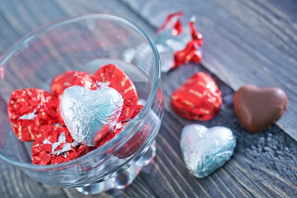 Chocolate candies in the foil — Stock Photo, Image
