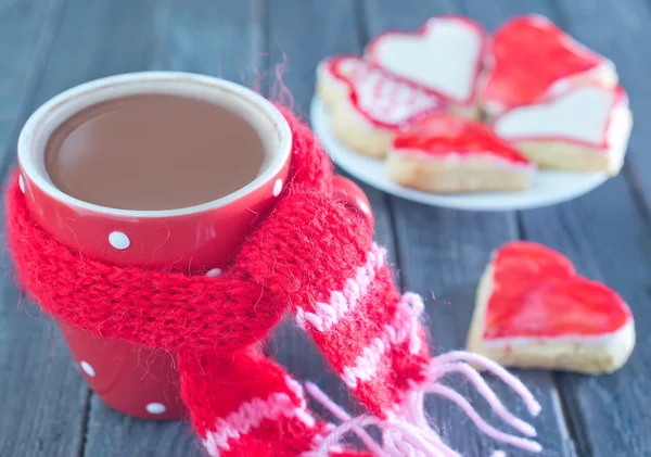 Galletas y bebida de cacao — Foto de Stock