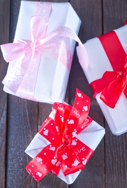 Boxes for present with ribbon — Stock Photo, Image