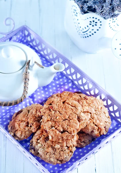 Sweet cookies in the metal tray — Stock Photo, Image