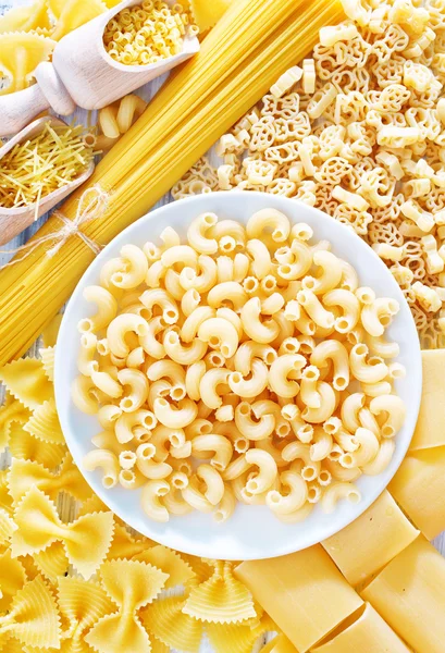 Raw pasta on plate — Stock Photo, Image