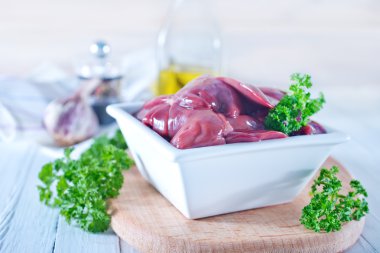 Raw liver in bowl clipart