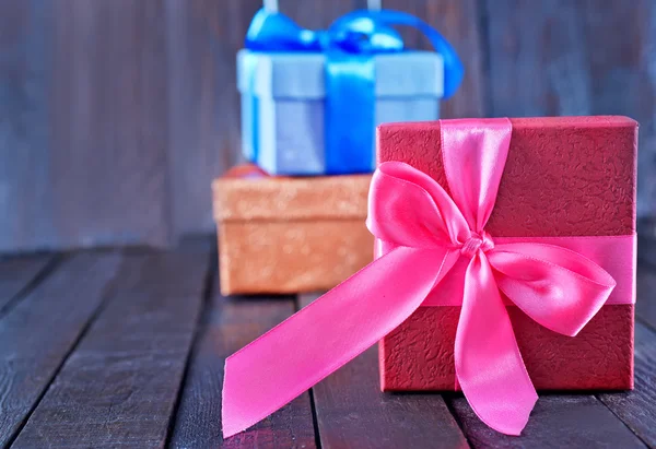 Box for present on table — Stock Photo, Image