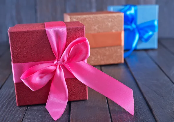 Box for present on table — Stock Photo, Image